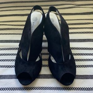 Eric Michael retro black suede heels sandals 39